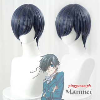 Manmei Ciel Phantomhive Cosplay Wig Black Butler Grey Blue Heat Resistant Synthetic Wigs