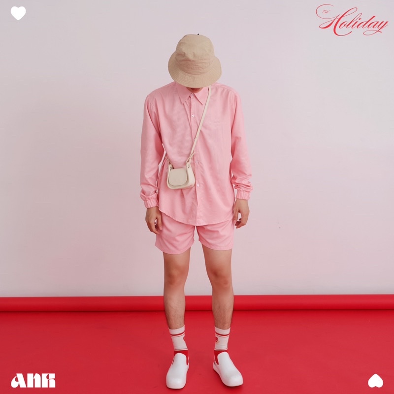 ÁO SƠ MI TAY THUN “LAZY SHIRT” UNISEX - SỌC ĐỎ - ANH STUDIO