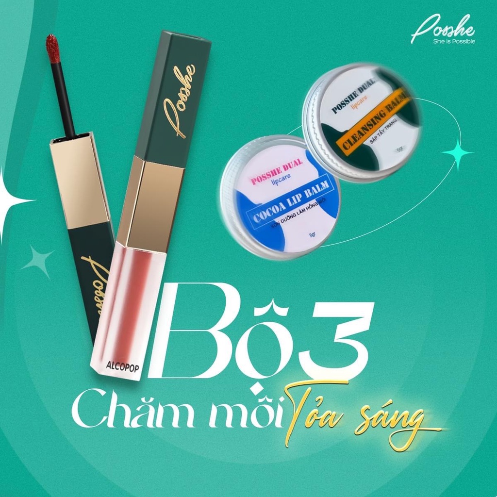 Posshe Sáp Tẩy Trang Môi Hoặc Son Dưỡng Hồng Môi Dual Lip Care