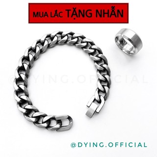Vòng tay xích màu mờ lì v1 tặng nhẫn titan - thép titan không rỉ