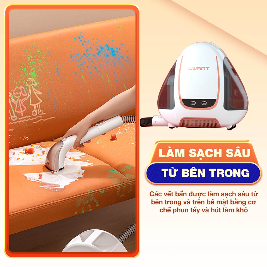 Máy giặt cầm tay cao cấp Uwant B100 - chuyên dùng cho sofa, nệm, rèm, thảm, đánh bật mọi vết bẩn khó giặt bằng tay