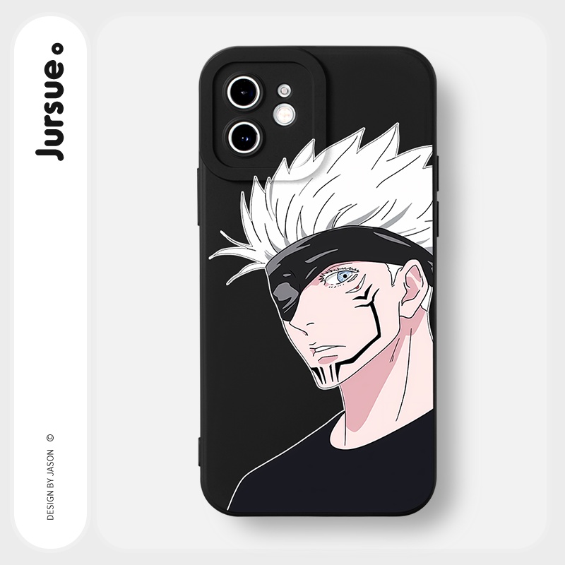 Ốp lưng JURSUE mềm chống bẩn hoạt hình ngầu đen Cho iPhone 14 13 12 11 Pro Max SE 2020 X XR XS 8 7 ip 6S 6 Plus Y2842