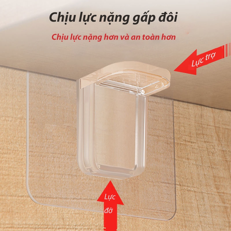 Miếng dán giá đỡ kệ gỗ treo tường, kệ tủ góc tường, móc dán ke góc chữ L kê ván, sàn chịu lực loại dày Living C