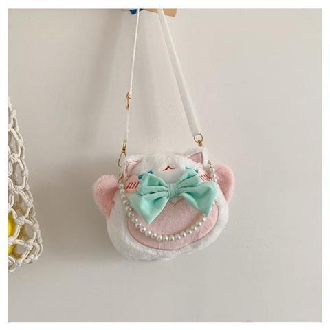 Túi Đeo Chéo Hình Mèo May Mắn Hoạt Hình Nhồi Bông Phong Cách Lolita