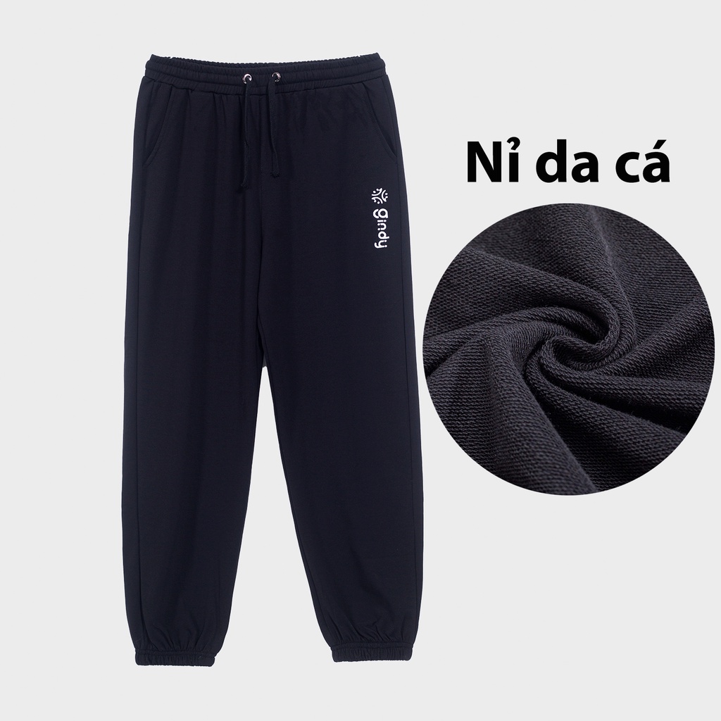 Quần jogger nỉ da cá thể thao nam nữ GINDY unisex dày dặn ấm áp phong cách Ulzzang thời trang thu đông Q015