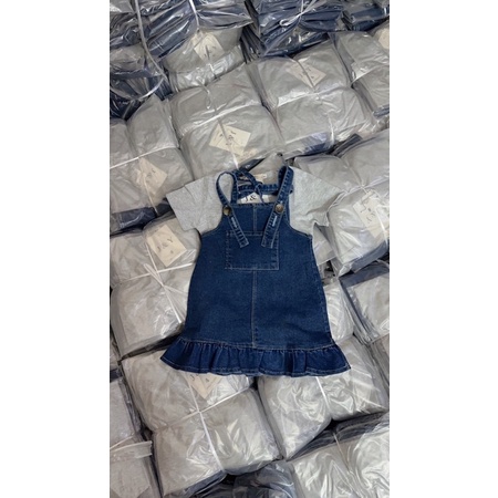 Set váy yếm bò bé gái