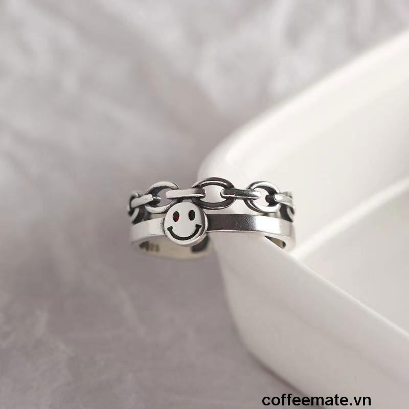 【coffeemate】⚡Nhẫn hở hình mặt cười thời trang cho cặp đôi（quà tặng ngày thiếu nhi）