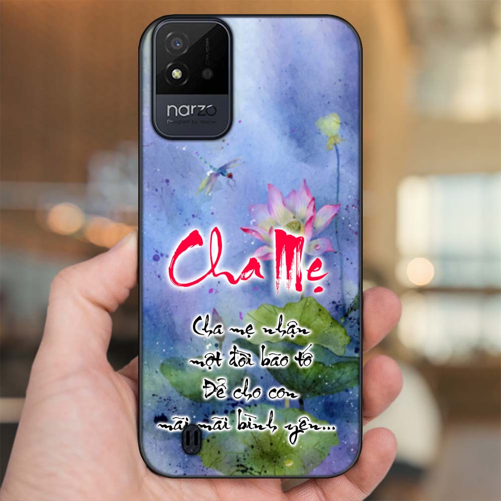 Ốp lưng Realme Narzo 50i viền đen in hình Thư Pháp Cha Mẹ
