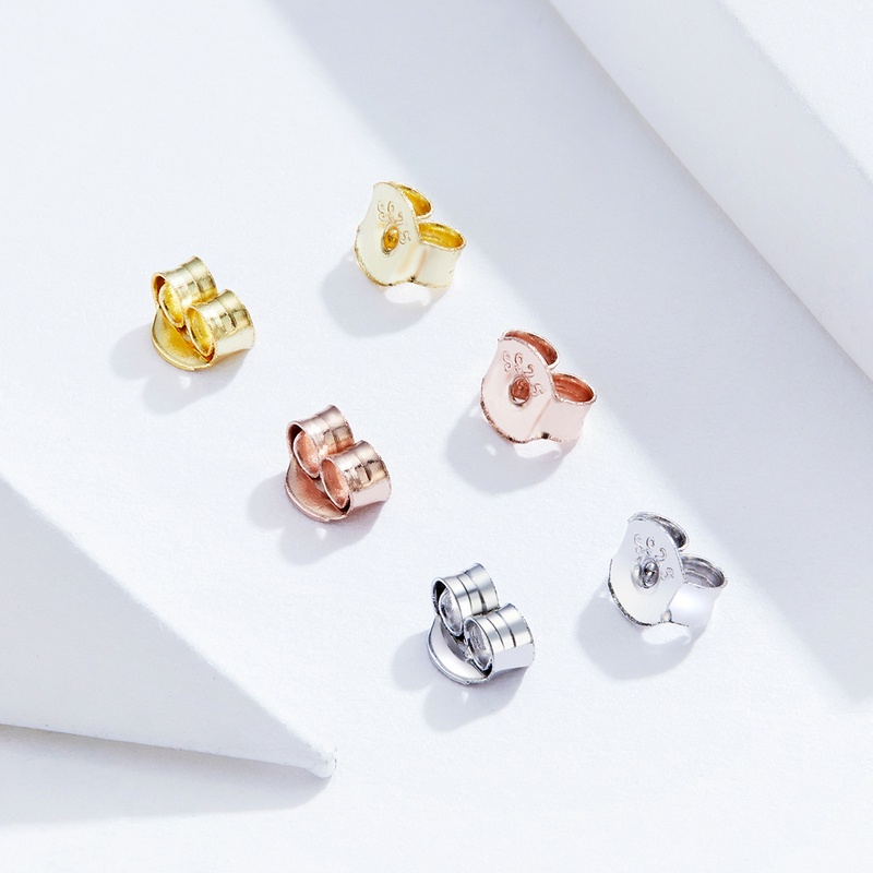 Bamoer Hạt Xỏ Lỗ Tai Bằng Silicon Bạc 925 Kích Thước 0.5cm Thời Trang