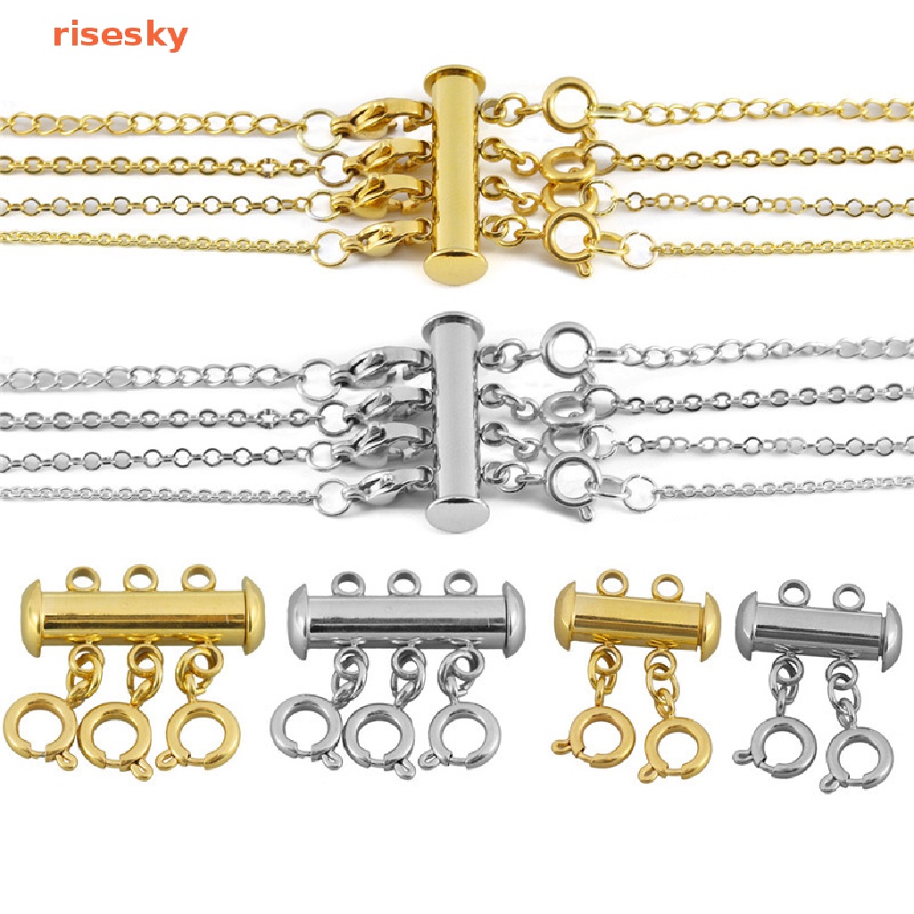 [risesky] Vòng cổ Nhiều Lớp Có Khóa Cài Không Cần Khoan Lỗ