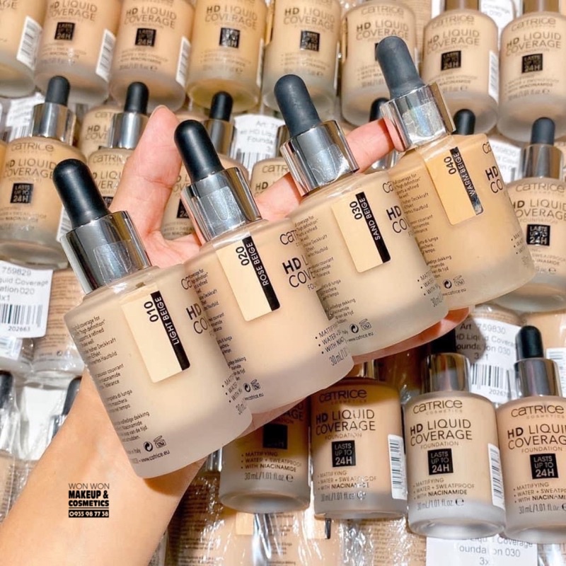Kem nền kiềm dầu Catrice HD 24h Liquid Coverage Foundation che phủ hoàn hảo