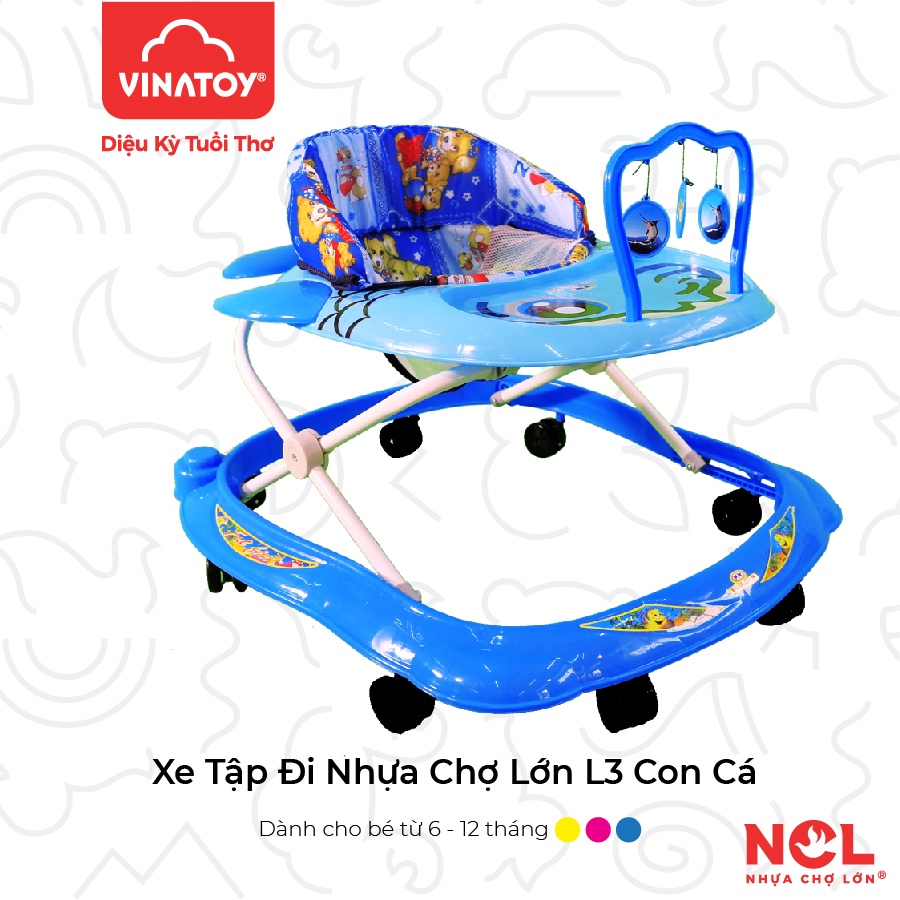 Xe Tập Đi Nhựa Chợ Lớn L3 Con Cá (Không nhạc) Dành Cho Bé Từ 6 đến 12 Tháng - M1396A-XTĐ