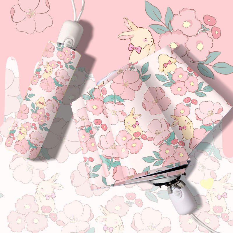 Ô DÙ GẤP GỌN TỰ ĐỘNG CHỐNG TIA UV HỌA TIẾT HOA ĐÀO MÙA XUÂN