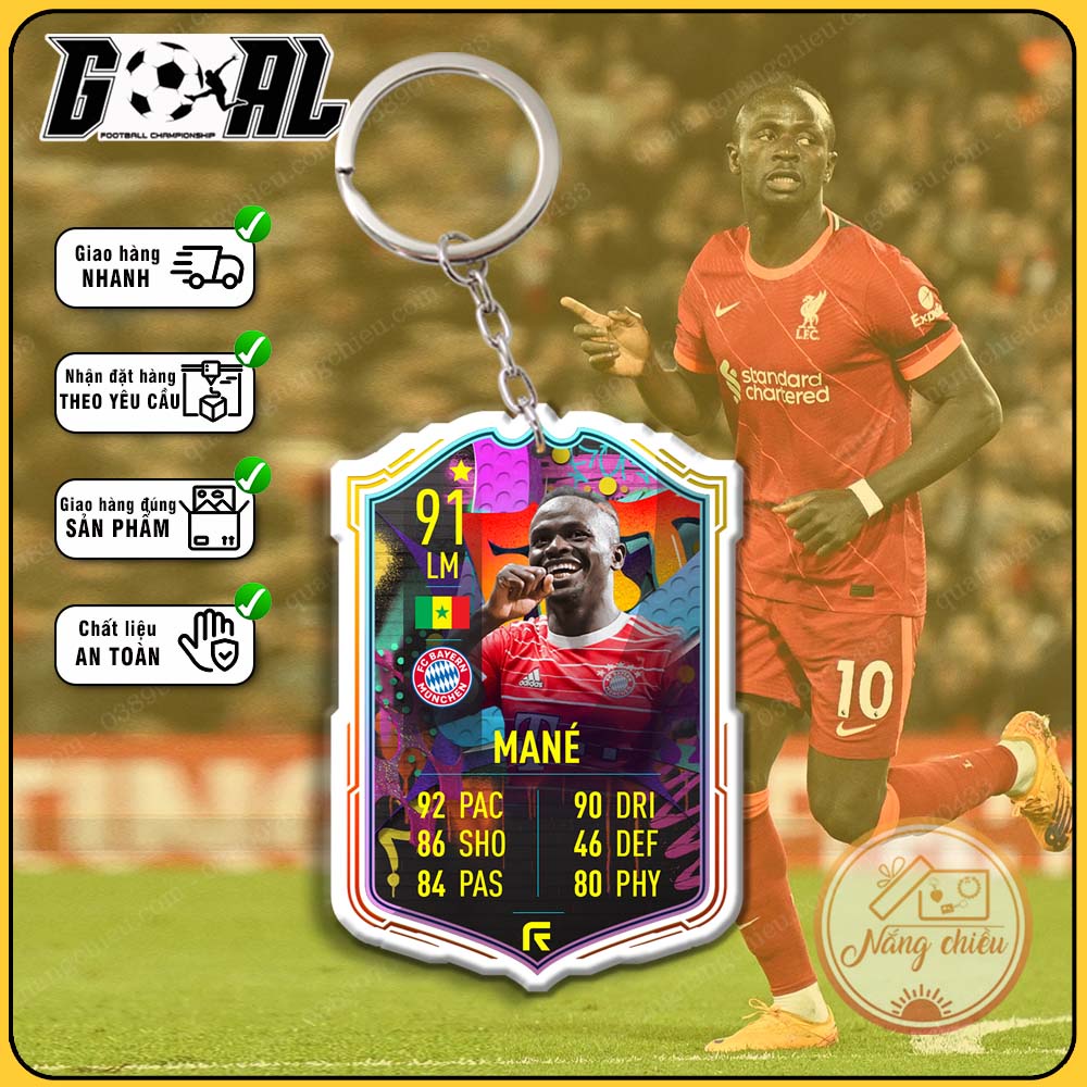 Móc khóa cầu thủ Sadio Mané-thẻ bóng đá CLB Bayern Munich hottrend 2023-phụ kiện treo balo chất lượng cao cấp[6125-6136]