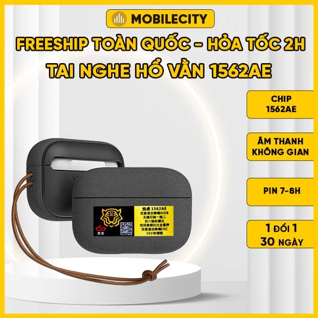Tai Nghe Bluetooth Hổ Vằn 1562AE Pro| Chống Ồn Chủ Động 40DB | Âm Thanh Không Gian Thật | Sạc Không Dây - PK MobileCity