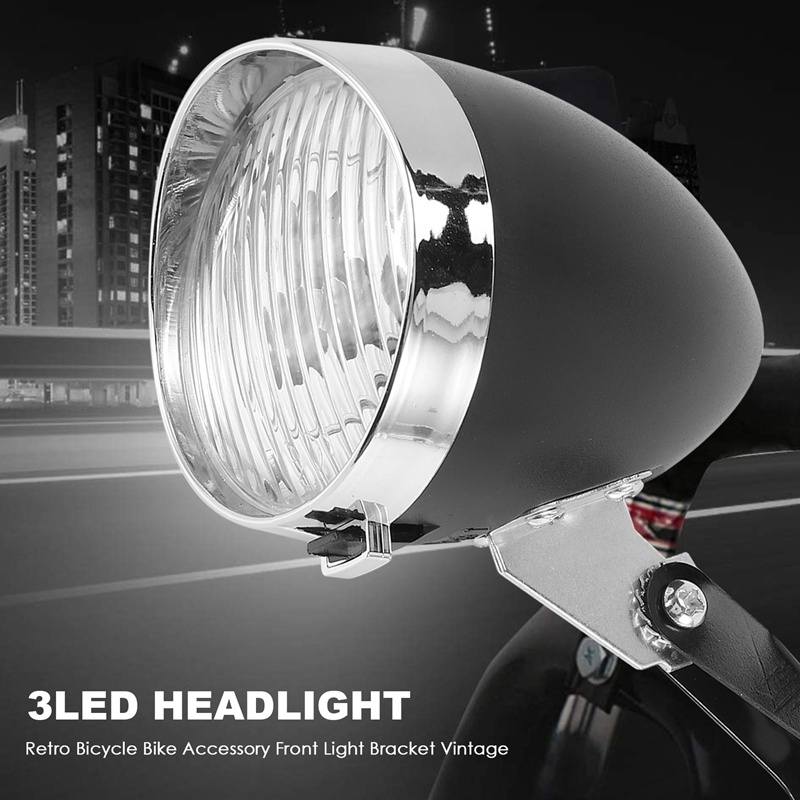 Đèn Pha 3 Bóng Led Gắn Phía Trước Xe Đạp Cổ Điển