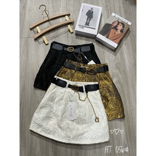 Chân váy gấm tacta hoa nổi có quần trong kèm đai