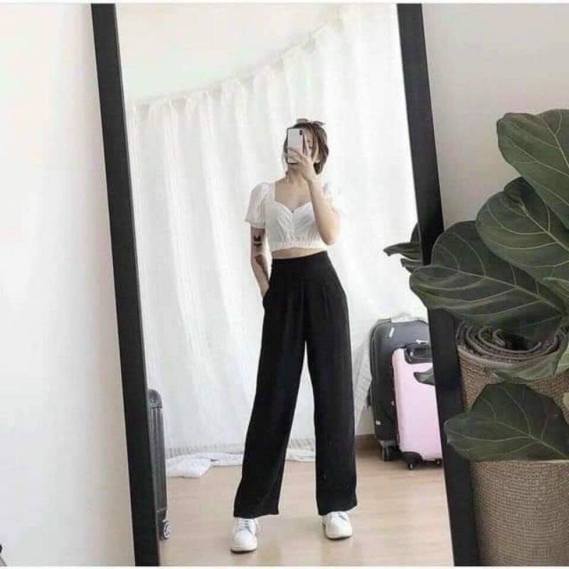 Quần dài ống suông phía sau lưng thun bigsize 60-95kg