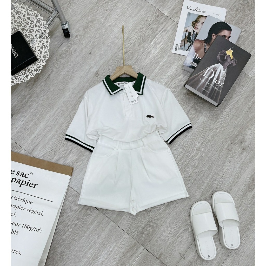 Áo polo nữ, áo thun polo nữ cổ xanh chất vải poly cá sấu,siêu đẹp