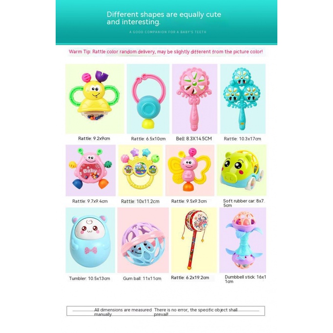 Set 10 Đồ Chơi Lục Lạc Cầm Tay Cho Bé Sơ Sinh 0-3 - 6 / 9 / 12 Tháng Tuổi