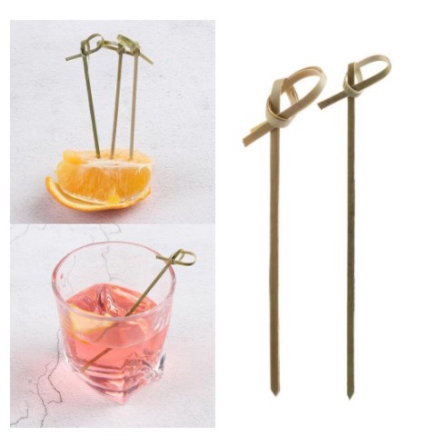 Set 100 xiên que thiết kế đầu đan xoắn để trang trí bánh