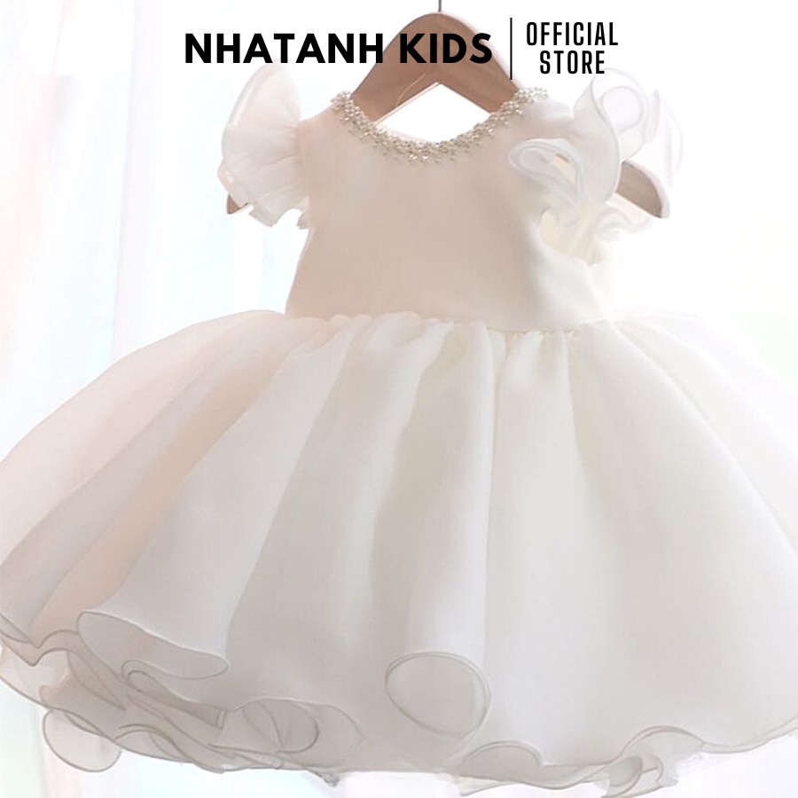 Đầm công chúa bé gái NHATANH KIDS tay cánh tiên hồng voan cho bé gái dự tiệc sinh nhật từ 0-12 tuổi NA32