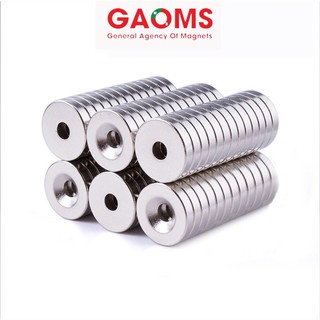 Nam châm tròn có lỗ đất hiếm 12x3 lỗ 4mm GAOMS, loại có lỗ vát bắt vít