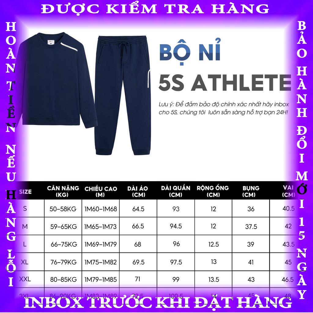 Bộ Quần Áo Thể Thao Nam 5S ATHLETE, Chất Nỉ Cotton USA Cao Cấp, Thiết Kế In Khỏe Khoắn, Năng Động (BNI22036) letuan