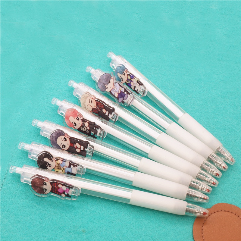 Bộ 7 Bút Hoạt Hình BTS Littletan Cho Học Sinh JIN RM J-HOPE SUGA V JIMIN JUNGKOOK QH3