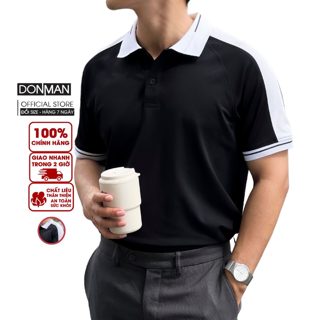 Áo thun Polo nam phố sọc Nam DONMAN form Slimfit cao cấp với chất Premium CVC piqueThấm hút mồ hôi tốt, giảm nhiệt AT39