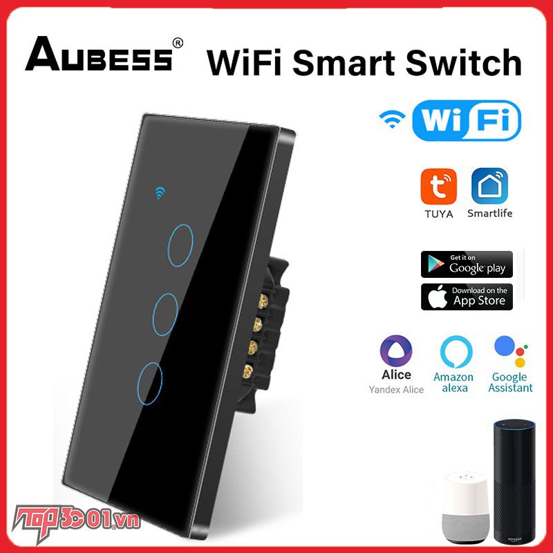 GOOGLE Công Tắc Cảm Ứng Thông Minh Gắn Tường WiFi 100-250V TUYA 1 / 2 / 3 / 4