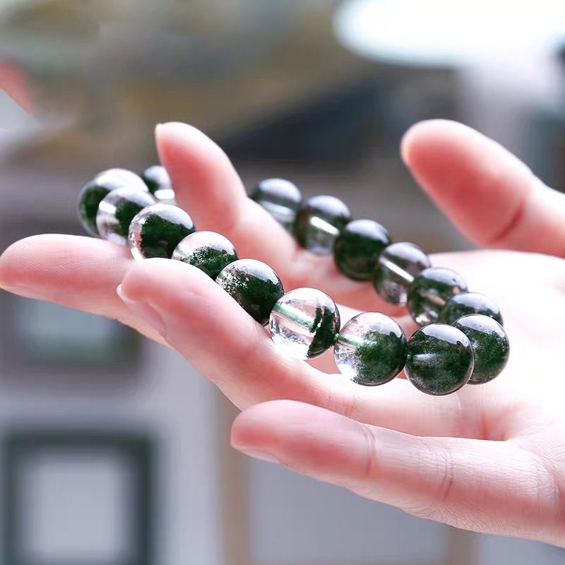 Vòng Tay Chuỗi Hạt Đá Tự Nhiên 6-14mm Hình Ma Quỷ Màu Xanh Lá Dành Cho Nam Và Nữ