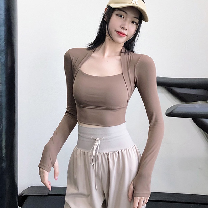 Áo tập thể thao giả hai mảnh SPORTSANGEL nhiều màu thời trang dành cho nữ