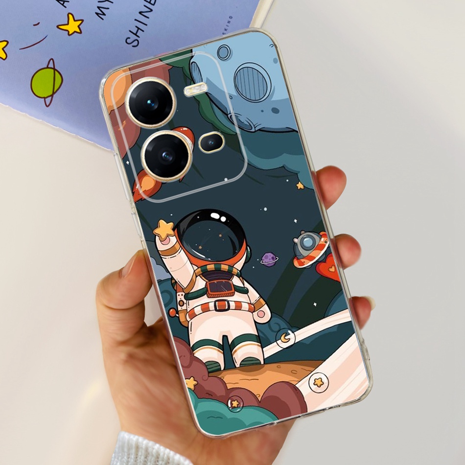 Ốp Điện Thoại Họa Tiết Hoa Và Mèo Cho Vivo V25 V25e V2201 V2202 VivoV25 5G V 25 25e 4G