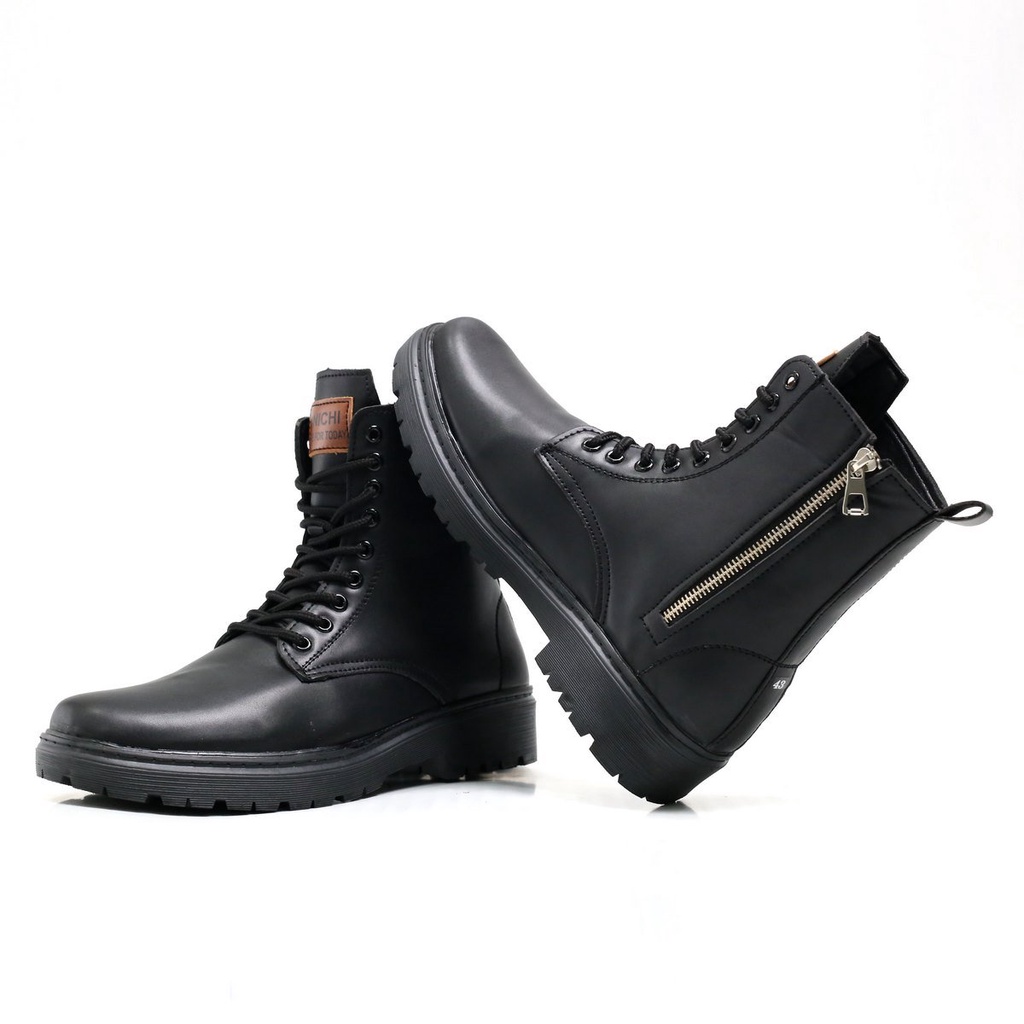 Giày combat boot nam nữ SL1032 StarLord màu đen da cao cấp có khâu đế