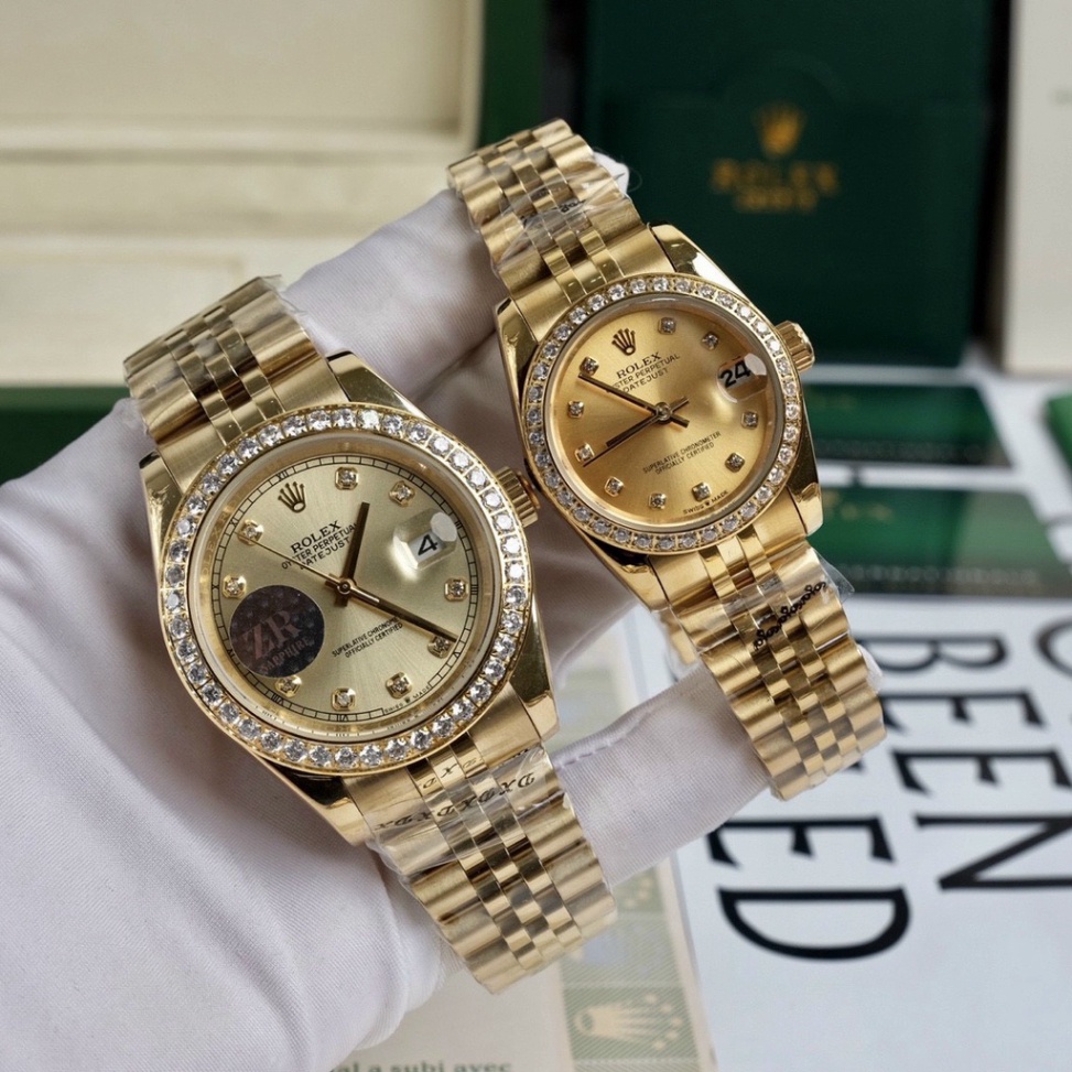 Đồng Hồ Nam RoLex Sapphire RA22A Case 36/41mm Mặt VÀNG Dây Vàng Máy cơ Automatic Nhật