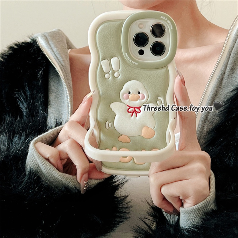 Ốp Điện Thoại Mềm Chống Sốc Có Giá Đỡ Hình Chú Vịt Hạnh Phúc Cho iPhone 14 13 12 11 Pro Max Xr Xs Max
