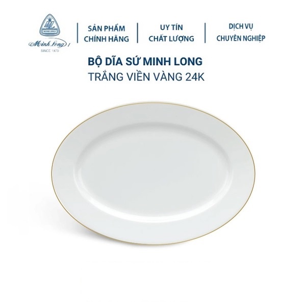 dĩa hột xoài viền vàng sứ Minh Long- dĩa hột xoài viền vàng 25,28,32cm