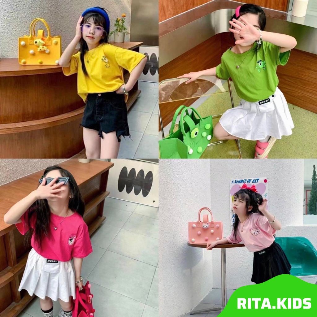 Áo Thun Bé Gái Tay Phối Thun Cotton Chuẩn Đẹp Cho Bé 10-28kg