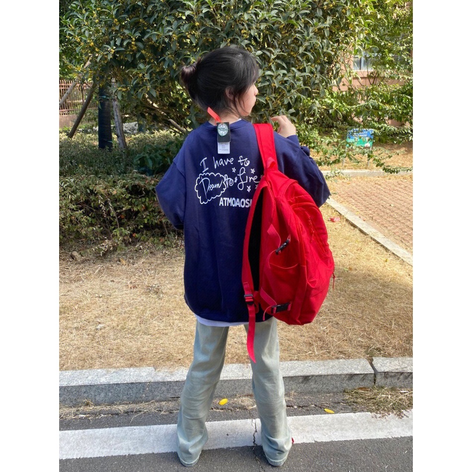 ZHELIHANGFEI Áo Nỉ Thể Thao Cổ Tròn Dáng Rộng In Họa Tiết Thời Trang Hàn Quốc