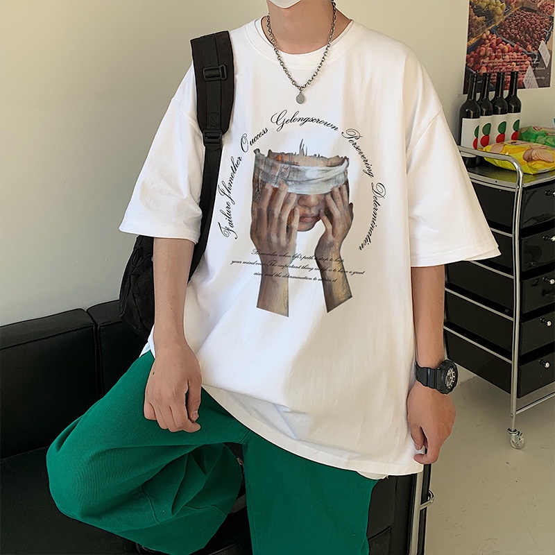 Áo Thun Tay Lỡ Dáng Rộng Phong Cách hip hop Đường Phố Mỹ Thời Trang Mùa Hè Cho Nam