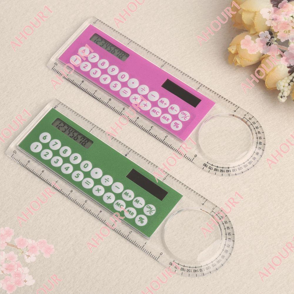 1 Thước Kẻ Kiêm Máy Tính Năng Lượng Mặt Trời Calculadora 10cm Đa Năng