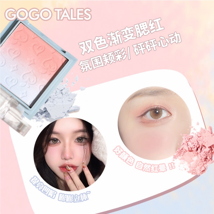 Bảng phấn mắt má 2 tầng kèm phấn má Gogotales Amoy Likes Blush GT426 phấn lì mịn có nhũ lên màu chuẩn rõ nét