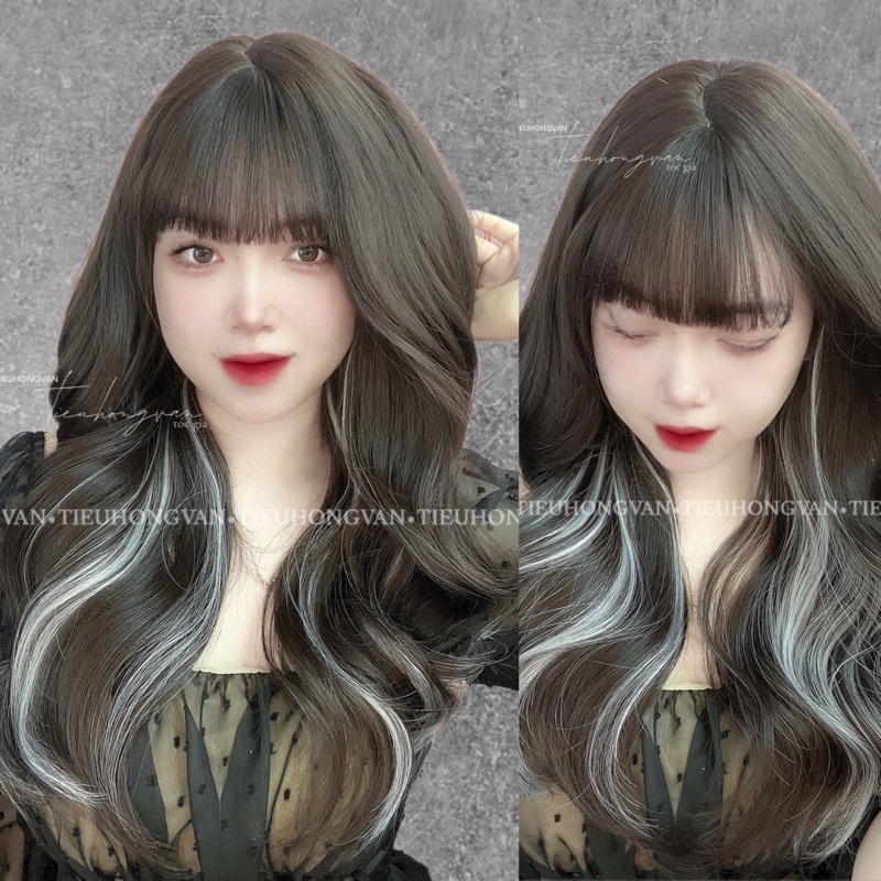 TÓC NGUYÊN ĐẦU NGÔI LỆCH XOĂN LIGHT KHÓI - 45cm