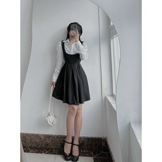 SET ĐẦM YẾM ĐEN KÈM SƠ MI TRẮNG TAY PHỒNG