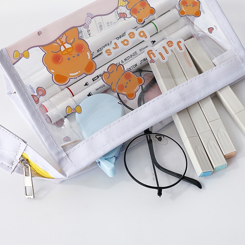 Túi Đựng Bút Trong Suốt Sức Chứa Lớn Dễ Thương Cho Nữ Sinh Trung Học