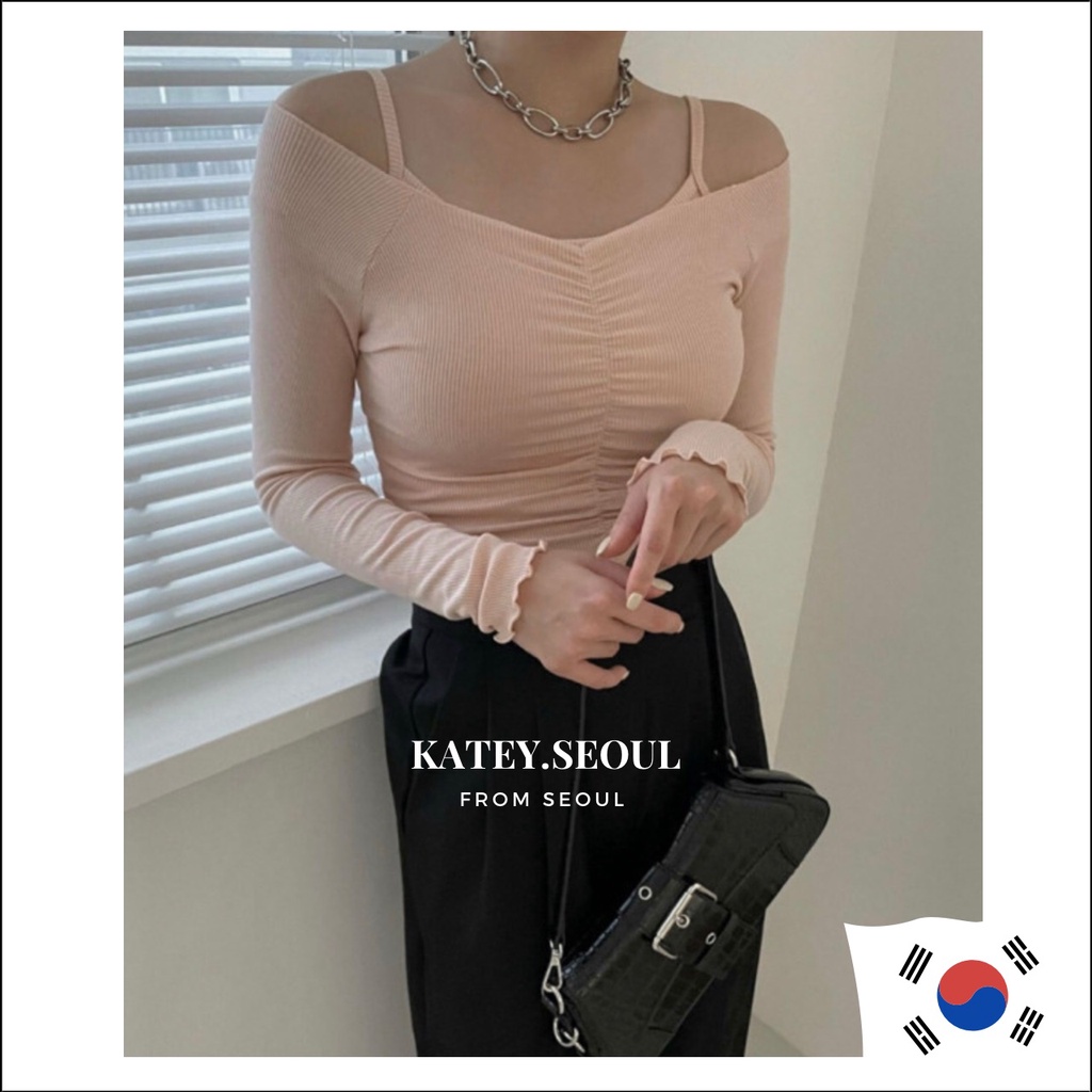 Shirring áo len 2 dây / Korean Style / Thời Trang Hàn Quốc / Hàn Quốc