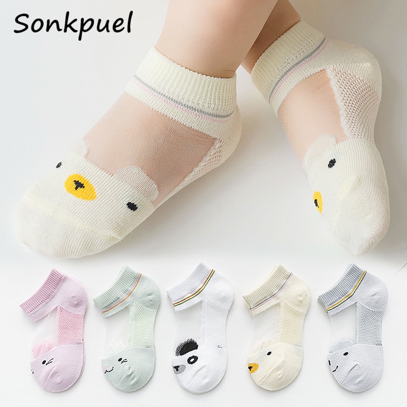 Set 5 Đôi Vớ Cotton Phối Lưới Thoáng Khí Dành Cho Các Bé