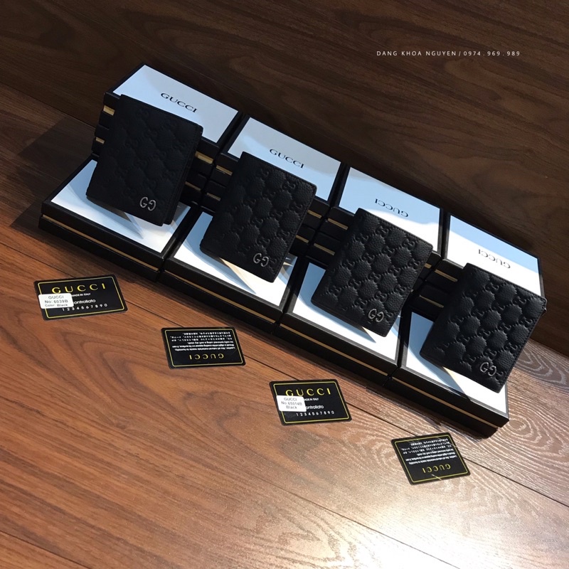 VÍ NAM GUCI DẬP VÂN DÁNG ĐỨNG HÀNG FULL HỘP DA THẬT CAO CẤP