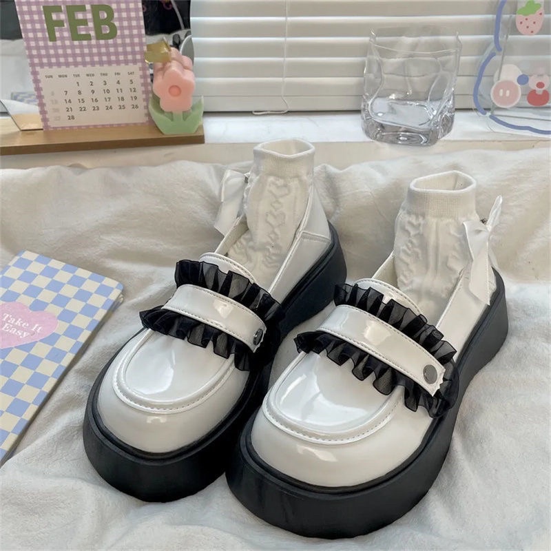 Giày oxford quai phối viền bèo tiểu thư